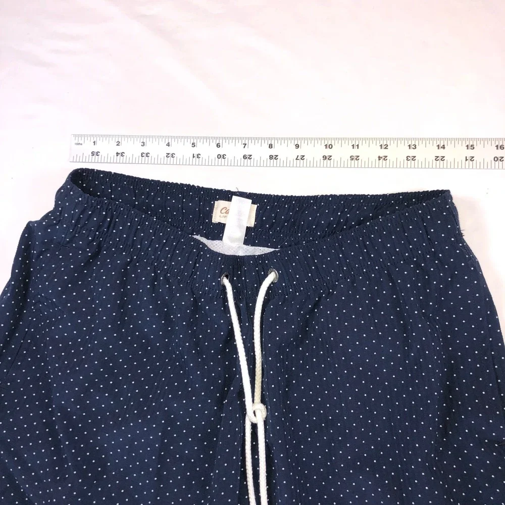 Cabana Lifestyle Mens Navy Polka Dot Swim Trunks M Drawstring Mesh Lined